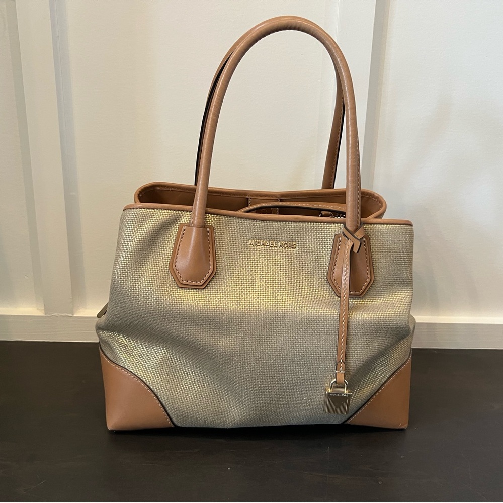 Michael Kors Gold and Tan Tote Bag